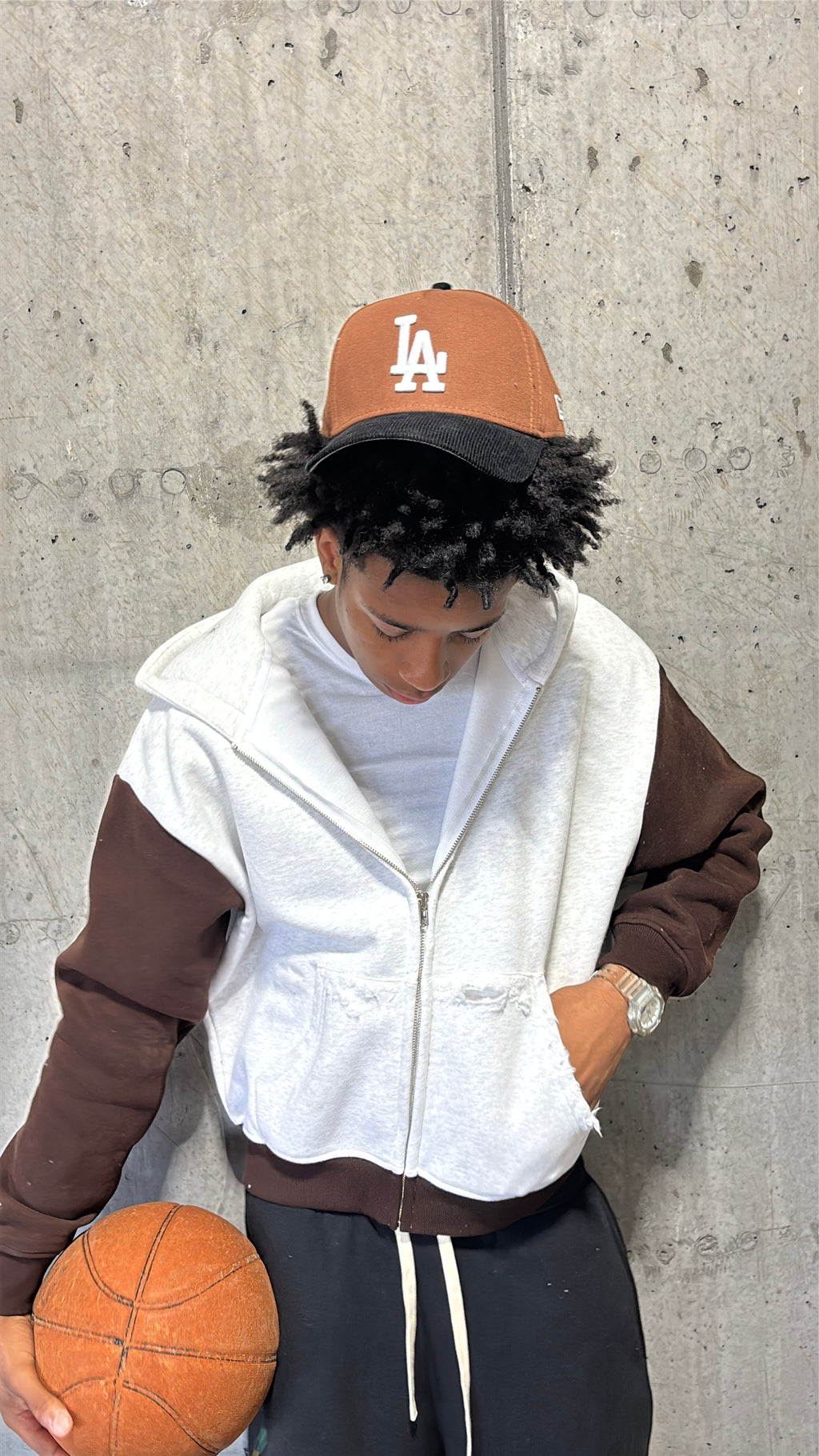 TWO-TONE ZIPUP(BROWN)