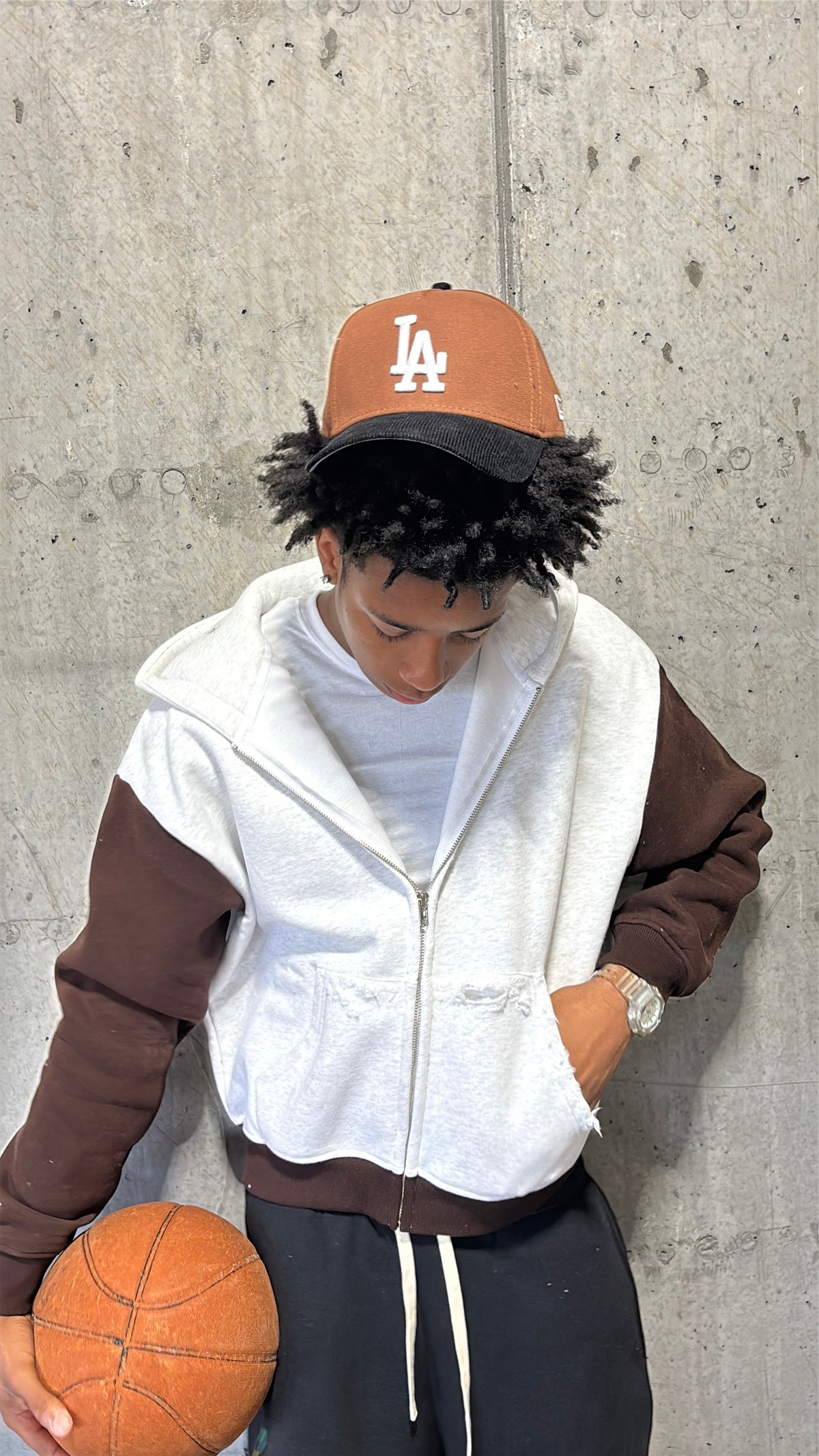 TWO-TONE ZIPUP(BROWN)