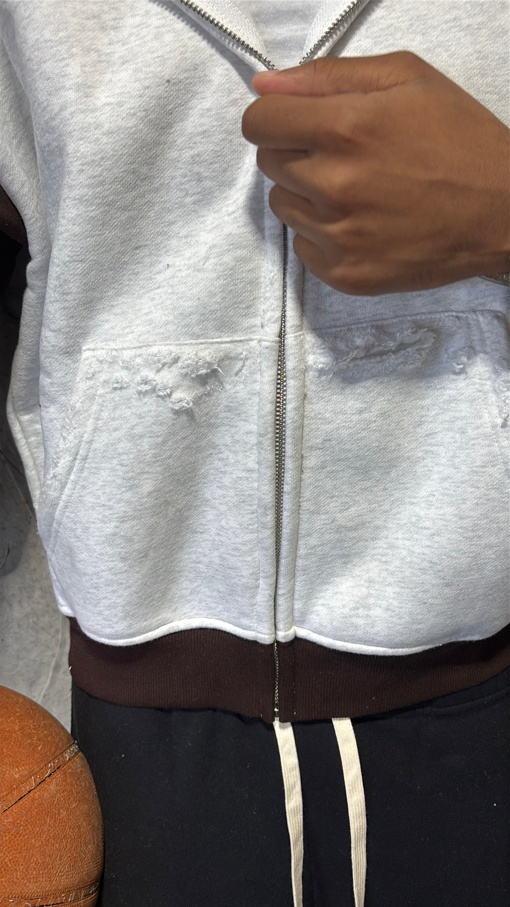 TWO-TONE ZIPUP(BROWN)