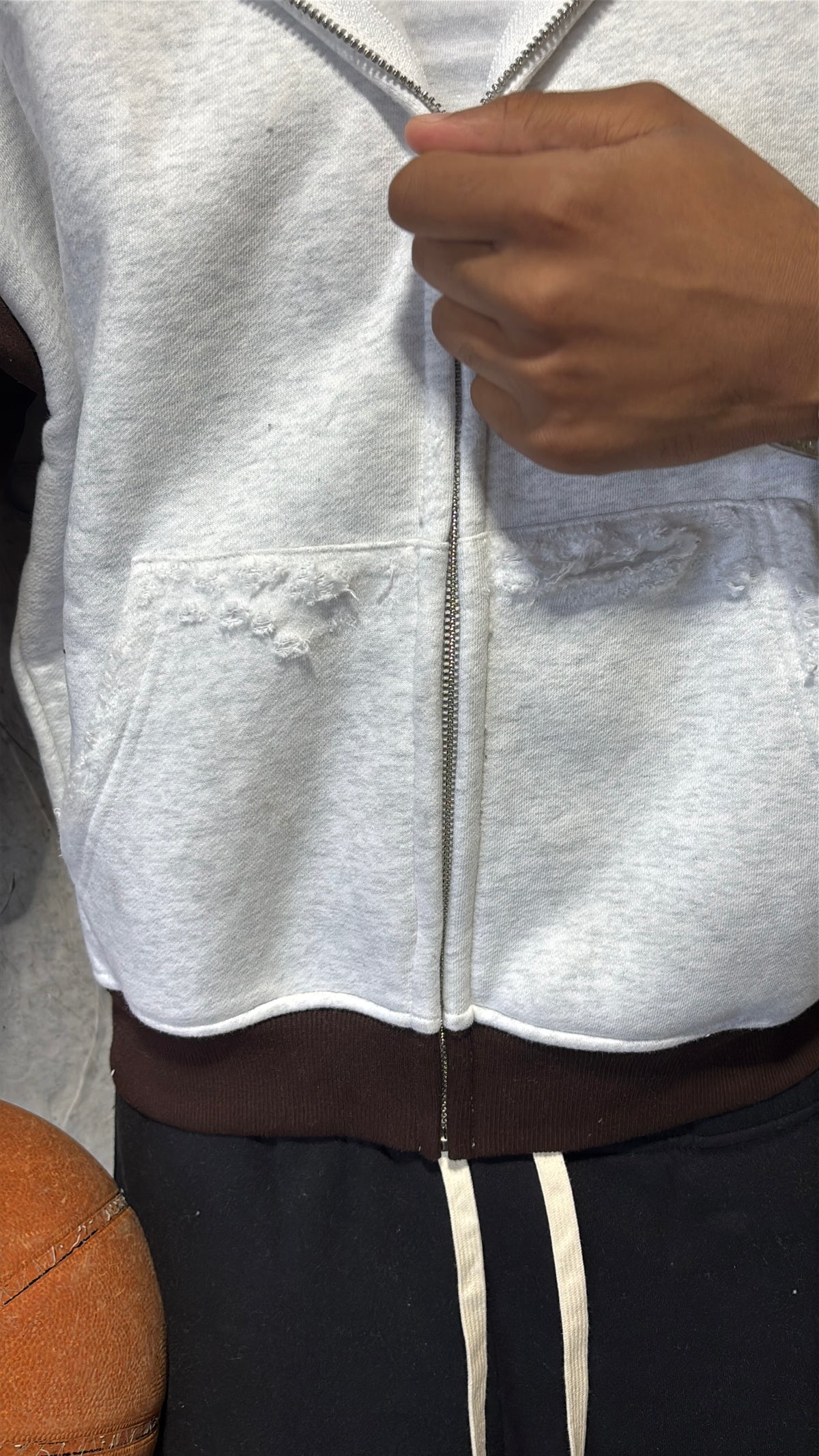 TWO-TONE ZIPUP(BROWN)